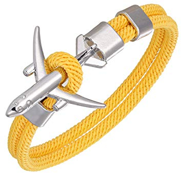 Bracciale con piccolo aeroplano in metallo - come regalo per piloti e assistenti di volo