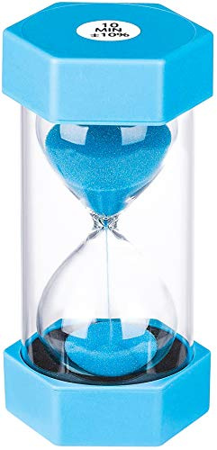 SuLiao Reloj de arena con temporizador de arena de 10 minutos: reloj de arena de plástico de 10 minutos, reloj de arena azul grande de 10 minutos, reloj de arena, reloj de arena colorido para niños,