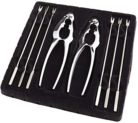 The Lord of the Tools 8pcs Ustensiles Fruits de Mer Outils de Pinces Fourchettes Casse-Noix Homard en Acier Inoxydable Argent