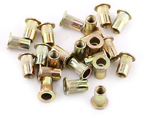 20 Pezzi Rivetti Filettati M10, Inserti Filettati per Dadi a Testa Piatta, M3-M12 Zincati in Acciaio al Carbonio Inserti Filettati Adatto per Legno, Automotive, Mobili