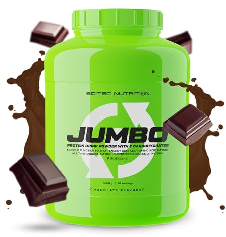 Scitec Nutrition Jumbo - Gainer aux protéines pour la masse musculaire | Formule multi-composants - Matrice d'acides aminés - Matrice métabolique - Mélange de superaliments - 3,52 kg, Chocolat