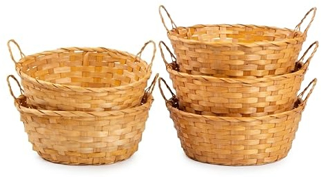 Wickerfield Bamboo Wicker Hampers With Handles Gift Hampers Retail Display Tray Bread Basket (5, Honey)