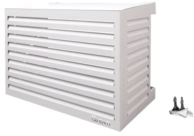 Qventi cache pour climatiseur - blanc - aluminium - grille de protection - habillage - montage facile - taille M - dimensions extérieures (LxlxH) : 115 x 57,5 x 85 cm, (CAL115BW)