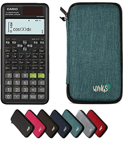 Casio fx-991ES Plus 2nd Edition with WYNGS Protective Case Turquoise - Scientific Calculator - Basic Package