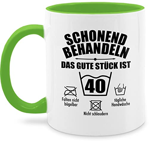Tasse Tassen 325ml - 40. Geburtstag - Schonend behandeln das gute Stück ist vierzig - 325 ml - Hellgrün - 40 gag geschenk zum firrzich wird mug freundin geburtstagstasse 40igster