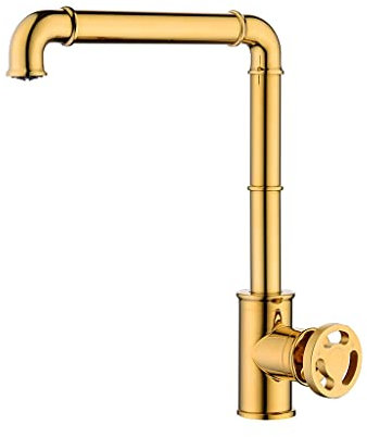 Badarmaturen im Retro-Stil Industrial-Stil matt schwarz Messing heiß und kalt (Farbe: gold, Größe (gold) good