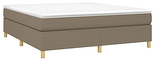 vidaXL Boxspringbett mit Matratze Bett Doppelbett Polsterbett Bettgestell Bettrahmen Hotelbett Lattenrost Schlafzimmerbett Taupe 180x200cm Stoff