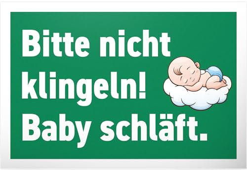 DankeDir! Bitte nicht Klingeln Baby schläft - 30 x 20 cm Schild - Kollegen Freunde Geschenk Junge Eltern Geschenkidee Deko - Hinweisschild Hinweis Neugeborenes Spruchschild Türschild