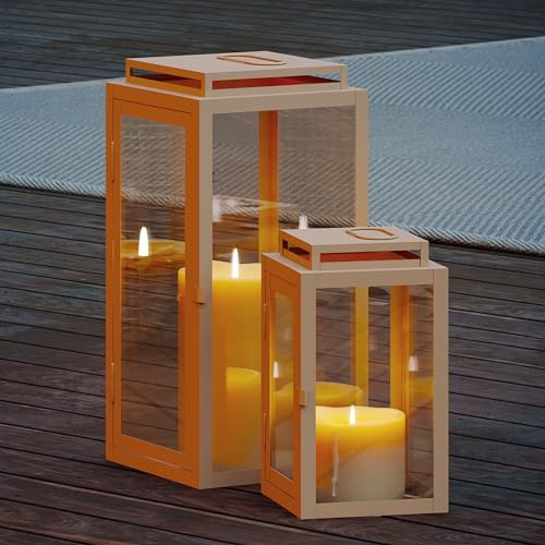 draadwerk® lyktor set om 2 | heminredning för inomhus- och utomhusbruk | stora utomhuslyktor | designerdekoration för vardagsrum, balkong och trädgård (gräddvit)