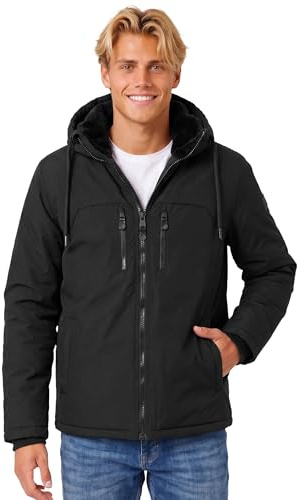 ALESSANDRO SALVARINI Herren Winter Jacke warm Winterjacke Teddyfell Kapuze AS-332