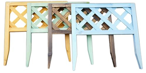 XLIHAWY Garten-hölzerner Kurzer Zaun, Hölzerne Landschaft Dekorative Bordüre, Flexibel Panel-Rand Rasen-Blumenbeet-Pflanzenschutzgeländer Für Terrasse Hof (Farbe : 24.4x24.4in, Größe : 4set)