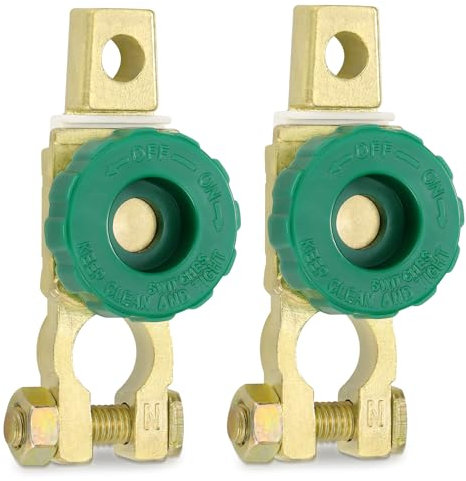 JIZZU Batterietrennschalter Auto 12V 24V, 2 Stück Universell Autobatterie Schalter, Kfz Autobatterie Schalter, Batteriehauptschalter 400A, Batterieschalter Zinklegierung Verkupfert für Truck Boot