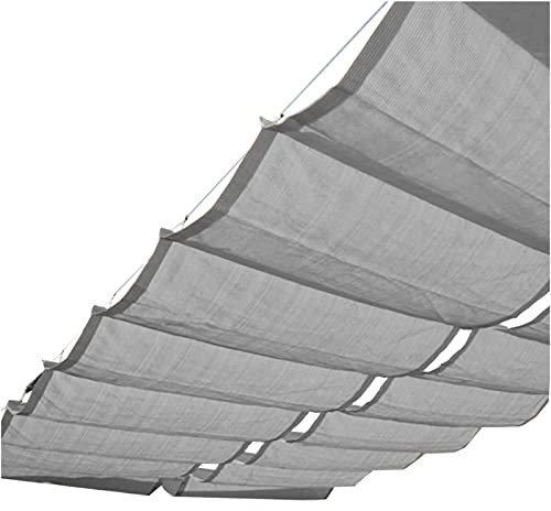 CARXB Retractable Wave Shade Sail Shade Cover Canopy Markise Shelter Pergola Shade Net Polyester Sunshade Einziehbares Sonnensegel(Color:Grey,Size:1.1x4m)