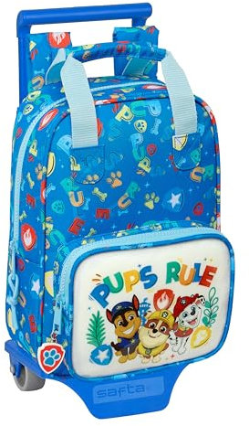 safta Paw Patrol Pups Rule, Kindermaterial, ideal für Kinder, bequem und vielseitig, Qualität und Widerstandsfähigkeit, blau, Estándar, Rucksack mit Trolley