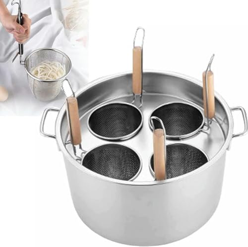 WQZStar 3-teiliger Nudeltopf mit Siebeinsatz, Suppentopf und Nudeltopfeinsatz, für Heimküche, Restaurant, gewerbliches Kochwerkzeug, 4 Löcher (4 Löcher)