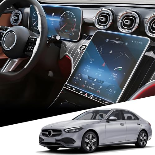 WEIPIN Navigation + Digital Cockpit Pellicola protettiva in vetro temperato per Mercedes Classe C W206 / GLC X254 2022 2023 2024 per accessori GLC X254, compatibile con 9H antigraffio