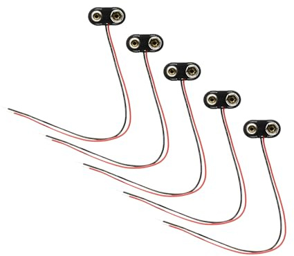 9 Volt Batterieverbinder (5er-Pack) – 9V PP3 Batterie-Clips mit 15cm Kabeln Seiteneinlass-Adapter
