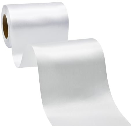 BVIEAKD Breite Weiß Satinband 10cm x 22m Solid Fabric Band zum Schneiden Zeremonie Kit Grand Opening Hochzeit Geburtstag Party Dekoration Bögen Stuhl Schärpe