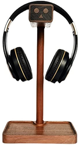 CHURICH-E Headphone Hanger, Walnut Wood Headset Holder, Desktop Headphone Stand Gaming Headset Display Shelf, Universal Headphone Holder with Storage Base - Walnut ,for PC Accessories