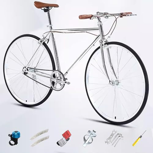 700C Rennrad, Single Speed Retro City Stadt Fahrrad, Rahmen aus Kohlenstoffstahl, Leichtes Fahrrad für Mädchen Jungen Herren und Damen