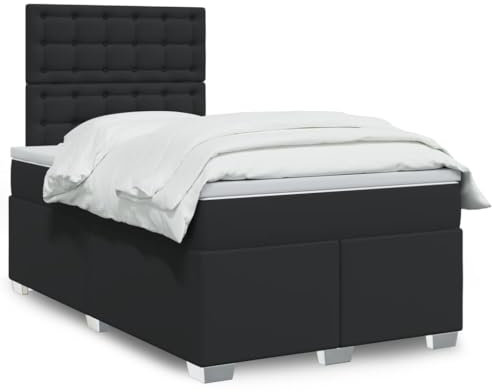 qohoio Boxspringbett mit Matratze Schwarz 120x200 cm KunstLED Bett Boxspringbett Bett Mit Matratze Polsterbett Schlafzimmer MöBeler - 3290716
