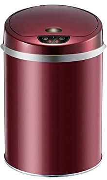 PLMNBQWE Poubelle à Induction Intelligente en Acier Inoxydable avec Couvercle Automatique pour Salon, Cuisine, Salle de Bain, capacité de 9 L (Rouge 9 L)