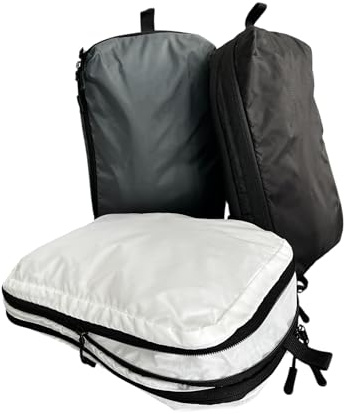 Generisch Kompression Packwürfel – 3er Set Reiseorganizer für Koffer & Wanderrucksack – Packing Cubes - Schwarz, Weiß & Grau – Leicht, platzsparend & wasserabweisend – 30x20x10 cm