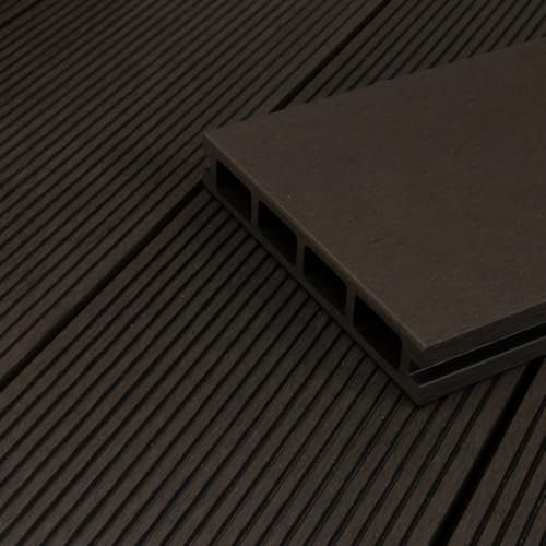 HORI WPC Terrassendiele Anthrazit | Terrassenplatten | beidseitig verwendbar | Terrassenboden | Dielen | WPC Holzfliesen | Terrasse Garten Balkon | Kuba | Dielenlänge: 5400 x 145 x 25