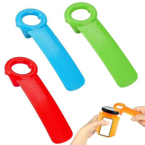 3 Stück Deckelöffner für Flaschen, Leicht zu Bedienen für Senioren/Kinder (Blau, Orange, Grün)