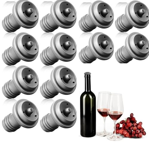 12 Piece Wine Stoppers for Wine Bottles, Reusable Bottle Sealer, Wine Stoppers Vacuum, Stoppers Bottle Silicone, Reusable Bottle Sealer, Wine Saver Vacuum Stoppers Preserve Your Wine for Longer