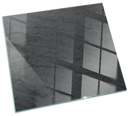 Placa para Chimenea 60x60 cm Cristal Templado Decoración de la Sala de Estar Chispas y Arañazos Protector Resistente a Altas Temperaturas Protector de Suelo - Textura de la Superficie de la Piedra