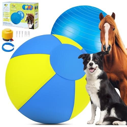 Herding Ball for Dogs and Horses,18 Jolly Ball for Dogs, Dog Herding Balls for Australian/German Shepherd, Improved Bite-Resistant, Agility Training Equipment Reinforced Sewing Dog Toys - Blue&Orange