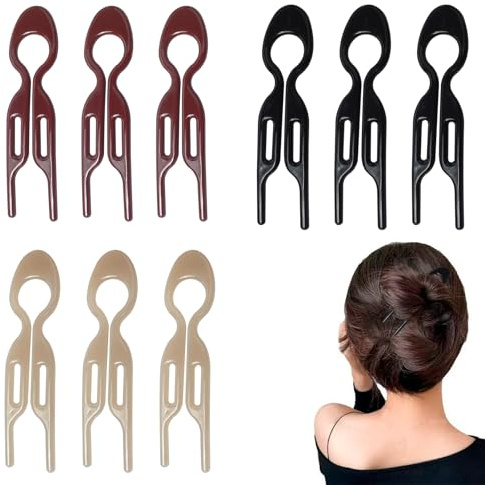 9 Pcs French Hair Pin Women Twist Small Hairpin Bun U-Shaped Clips Fine Retro Hairpins Magic Grips Hair Pins for Girls Assorted Band Best Curls Ponytai Meatball Head Styling Decorative Set(3 color)