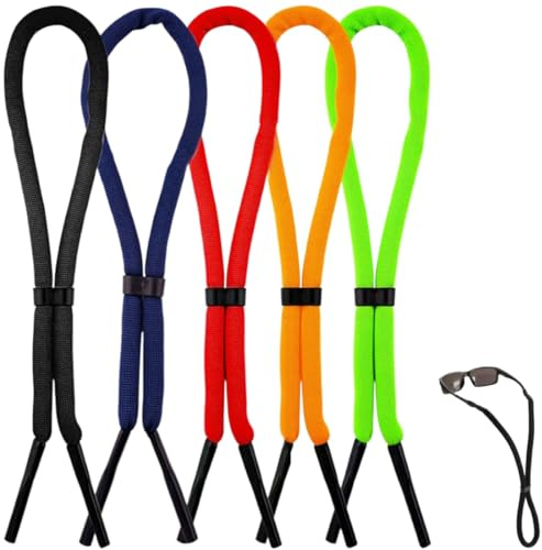 Heyumybit 5 Stück Brillenband Schwimmfähig,Elastic Brillenbänder,Sportbrillenband, Mehrfarbig Einstellbarer Anti-Verlust Brillenbänder für Wassersport Bootfahren Herren Damen