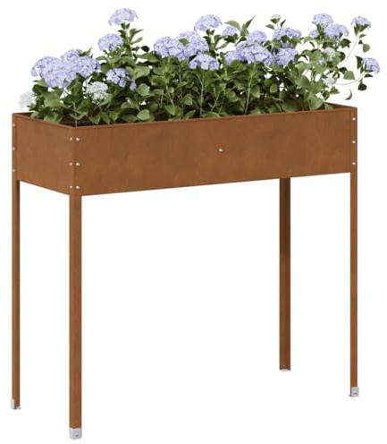 HaoChrymec Jardinera de Acero Corten, Maceta para Balcón, Resistente y Duradera, Ideal para Flores, Plantas y Huerto Urbano, Color Marrón, 100.5x40.5x90 cm