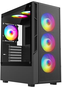 ASC TECHNOLOGY Gaming PC Tower, i7-3770 3.90GHz, 16GB RAM, GTX 3050 6GB, 256GB SSD + 1TB HDD, 500W 80+ PSU, Black 6 Fan RGB Case, WiFi, Windows 11 – High Performance Gaming Setup