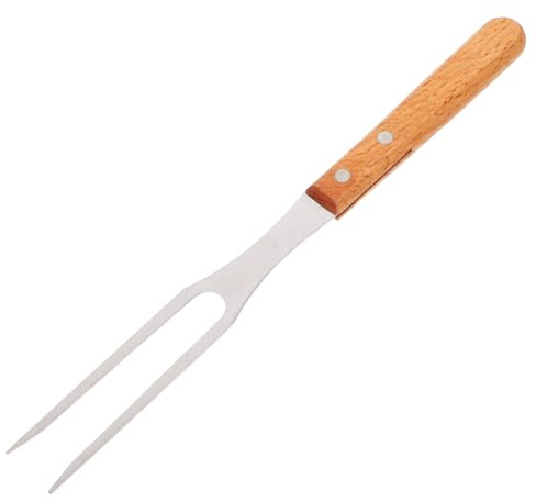 BEBEMOKO Tenedor de Barbacoa Inoxidable con Mango Ergonómico de Madera Tenedor de Puntas para Cocinar y Servir Barbacoas y Actividades