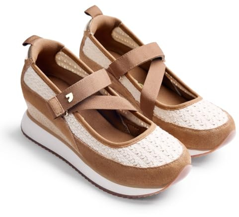 Gioseppo LIPA - Sandalias Abiertas de Piel con Crochet Hecho a Mano y Cuña Forrada Estilo Rafia, Altura Cuña 5,5 cm, Cierre Ajustable en el Empeine, Color Off-White, Talla 39