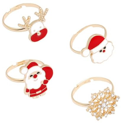 TOGEVAL Anello Natalizio Aperto Goccia d Olio Ornamento Creativo per Anelli di Natale Gioielli da Dito per Donna