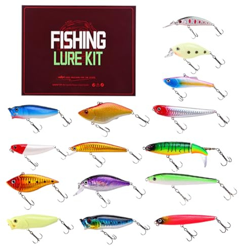 Lot de 15 accessoires de pêche à la truite - Réfléchissants - Pour Thanksgiving, vacances, anniversaire, rivière, lac, eau plate, jigge, pêche à l'eau douce