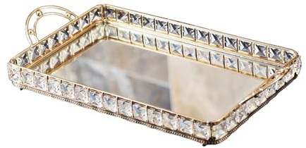 lopituwe Dekoratives Spiegeltablett, Schminktablett, Schmucktablett – luxuriös und Für funktional zugleich, Parfüm Dekor, Waschtisch, Badezimmer, 45 x 26 x 7 cm