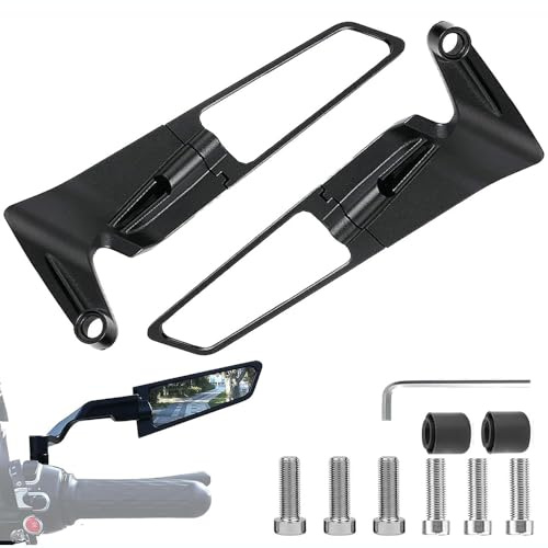 Motorrad Spiegel Für Piaggio Vespa GTS GTV 250 300,Einstellbare Drehbarer Wind Flügel Seite Lenkerendenspiegel Rückspiegel Rückseitenspiegel Lenker Zubehör,L