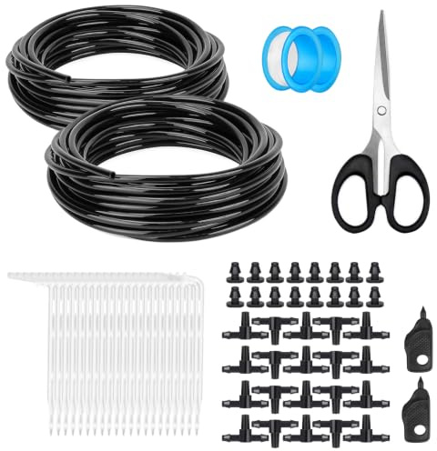 Mikro Bewässerungsschlauch 4/7 MM 2X10M Tropfschlauch Bewässerung Schlauch | Mit Schlauchanschlüssen Minibohrer Schere Bewässerungssystem Garten Rasen Tröpfchenbewässerung Schlauch Micro Drip Schlauch