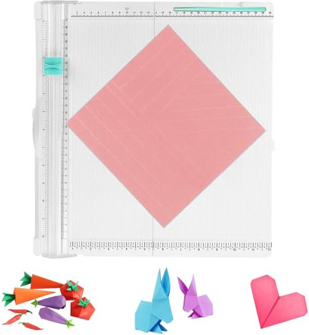 BUERPINKING Coupe-papier 36 x 35 cm - Planche pliante DIN A4 - Coupe-papier et planche à plier - Coupe-papier avec fonction de pliage pour cartes, enveloppes et boîtes - Blanc