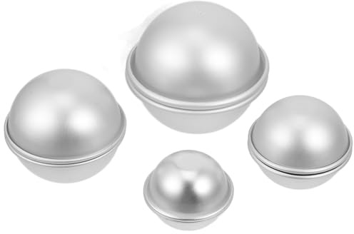 KALLORY Halbkugel Backform Satz 4 Paar Aluminium Selbstgemacht Form für Badekugeln und Seifen Handwerk Wiederverwendbar Geeignet für Anfänger Professionelles Basteln