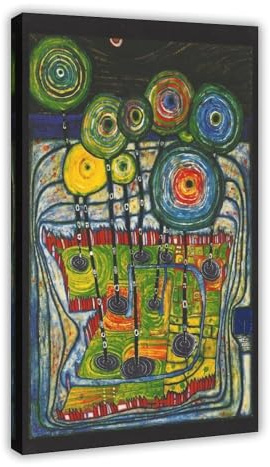 WCYB 775 Park by Friedensreich Hundertwasser Poster Drucke Leinwand Deko Gemälde Wandkunst Rahmen 30,5 cm L x 45,7 cm B