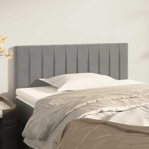 zylophax Kopfteil Hellgrau Samt 80x5x78/88 cm, Polsterung mit Holzrahmen, Rückenlehne für Schlafzimmer, modernes Bettzubehör, stützendes Wandkissen zum Anlehnen und Sitzen