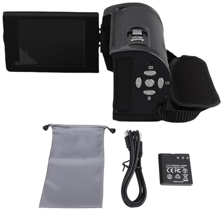 Zonizforceal 2.7K Camcorder Digital Video Camera, Vlogging Camera with 56MP Photos, 2.8 Inch 270° Rotating Screen, 16X Digital Zoom, Built - in LED Light and External Mic Support, for Travel