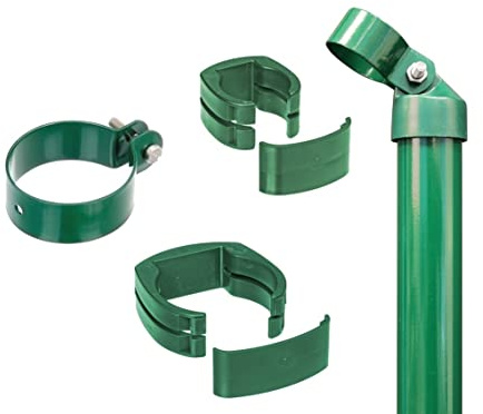 Alberts 601652 Zaunanschluss-Set Wellengittertor an Schweißgitter Fix-Clip Pro® | Set,2s | zinkphosphatiert grün | zum Einbetonieren | Torpfosten-Ø: 60 mm | Zaunhöhe: 1220 mm