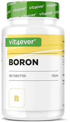 vit4ever Boron - 365 Tabletten - 3 mg reines Bor je Tablette | Jahresvorrat - Ohne unnötige Zusätze - Hochdosiert - Vegan - Laborgeprüft